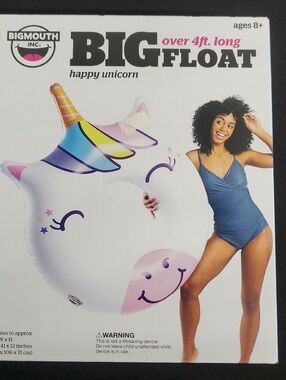 BigMouth Happy Unicorn Pool Float - White with Pastel Accents